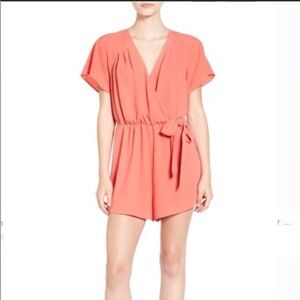 Leith Coral Wrap Romper